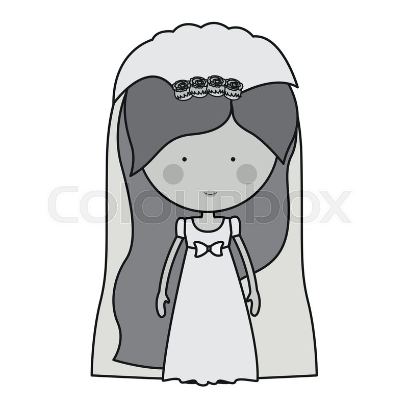 800x800 Monochrome Bride With Dress And Veil Stock Vector Colourbox
