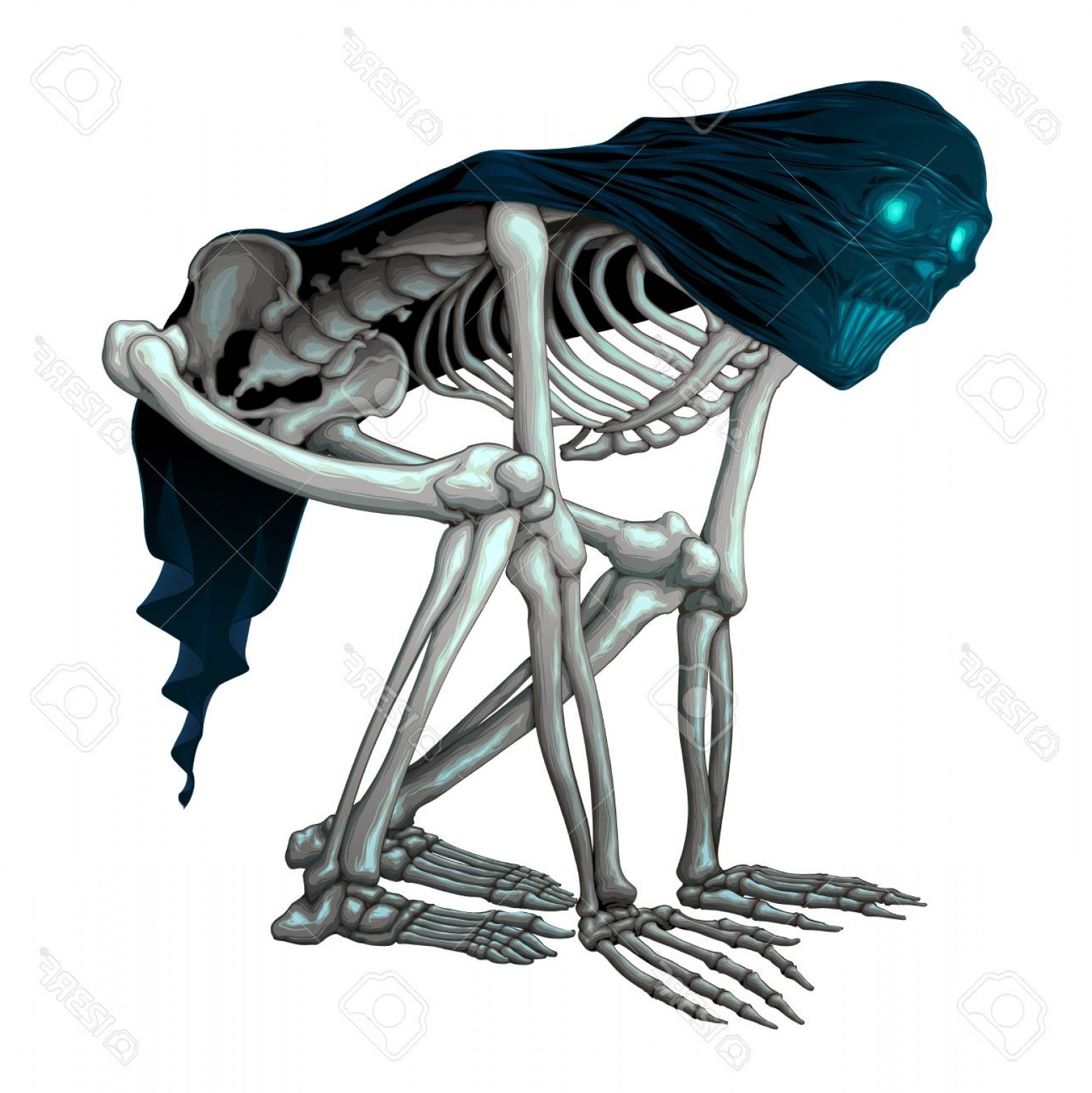 1558x1560 Photostock Vector Skeleton Monster With Veil On Skull Vector