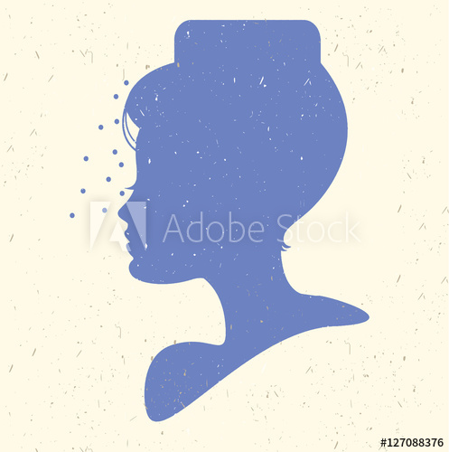 497x500 Silhouette Head With Hat And Veil Vector Illustration Of Woman B