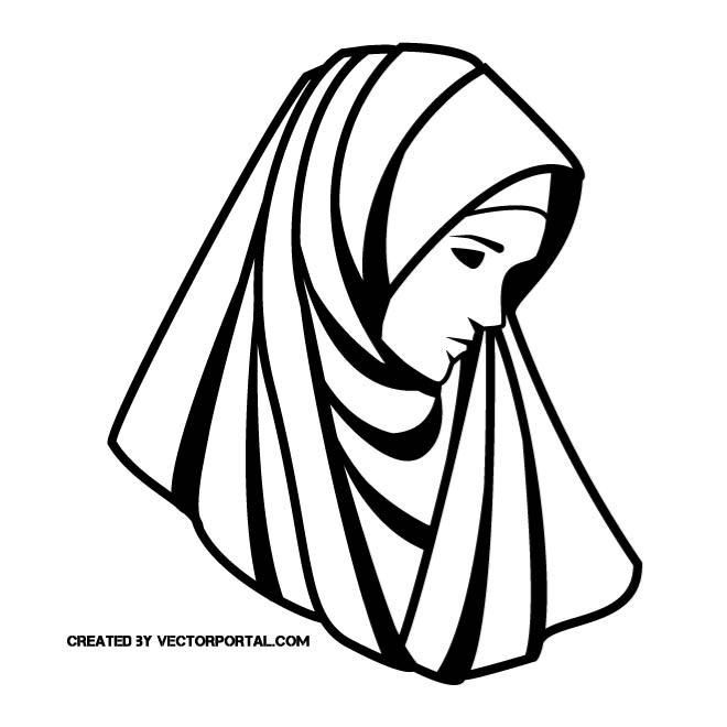 660x660 Woman With Veil Vector Drawing Girls And Women Free Vectors