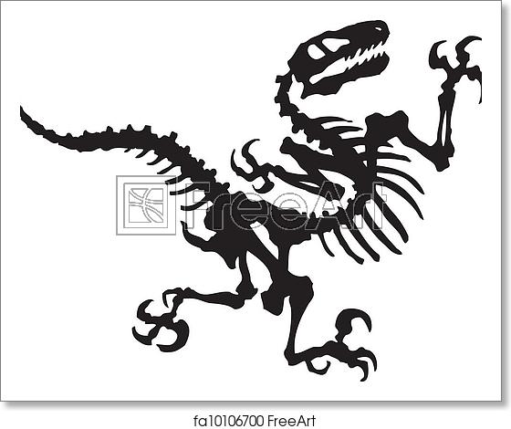 560x470 Free Art Print Of Vector Raptor Dinosaur Fossil Vector Silhouette