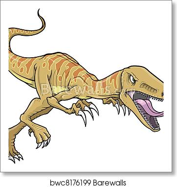 362x382 Raptor Dinosaur Vector Illustration, Art Print Barewalls Posters