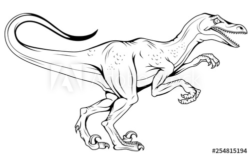 500x313 Velociraptor Hand Drawn Dinosaur Vector Graphic To Design