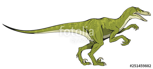500x228 Velociraptor Hand Drawn Dinosaur Vector Graphic To Design Stock