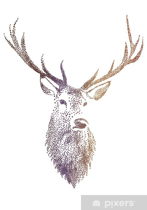 490x700 Vinilo Pixerstick Vector Venado Cabeza
