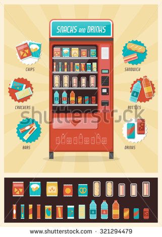 321x470 Vintage Vending Machine Advertisement Poster With Snacks