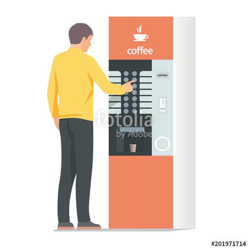 500x500 Man Using Coffee Vending Machine Vector Isolated Illustration