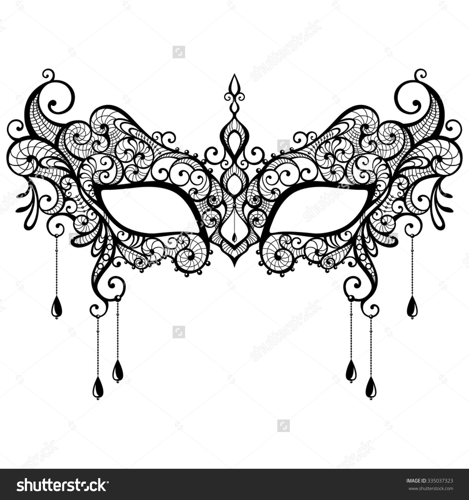 1500x1600 Beautiful Black Lace Masquerade Mask Isolated On White Background