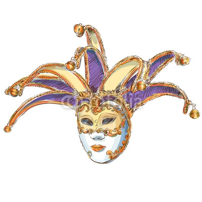 400x400 Venetian Mask Vector Drawing Wall Mural Laufband Wallpaper Murals