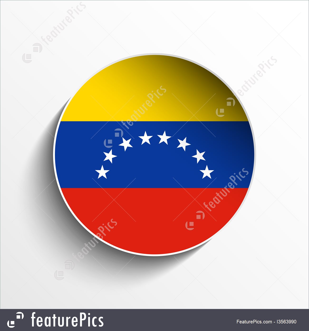 1300x1392 Venezuela Flag Paper Circle Shadow Button Illustration