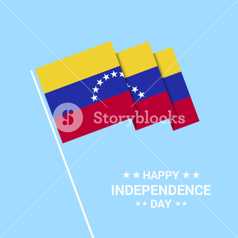1000x1000 Venezuela Independence Day Typographic Design With Flag Vector