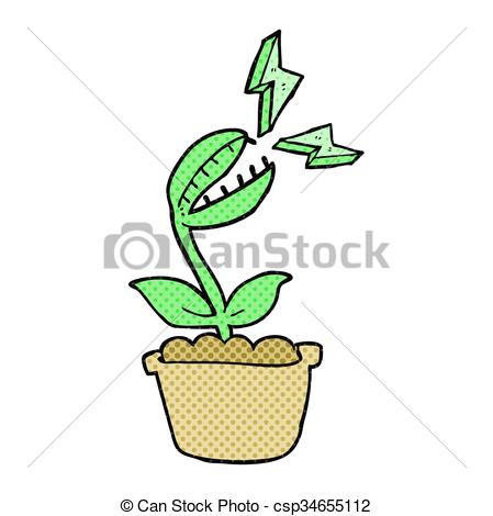 449x470 Freehand Drawn Comic Book Style Cartoon Venus Fly Trap Vector Clip