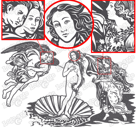 578x541 The Birth Of Venus Vectorized For Cutting Plotter And Engraving