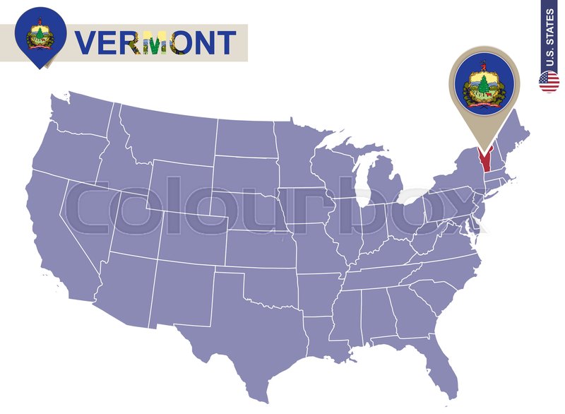 Vermont State On Usa Map Vermont Flag Stock Vector Colourbox 800x586 Vermont State On Usa Map Vermont Flag Stock Vector Colourbox