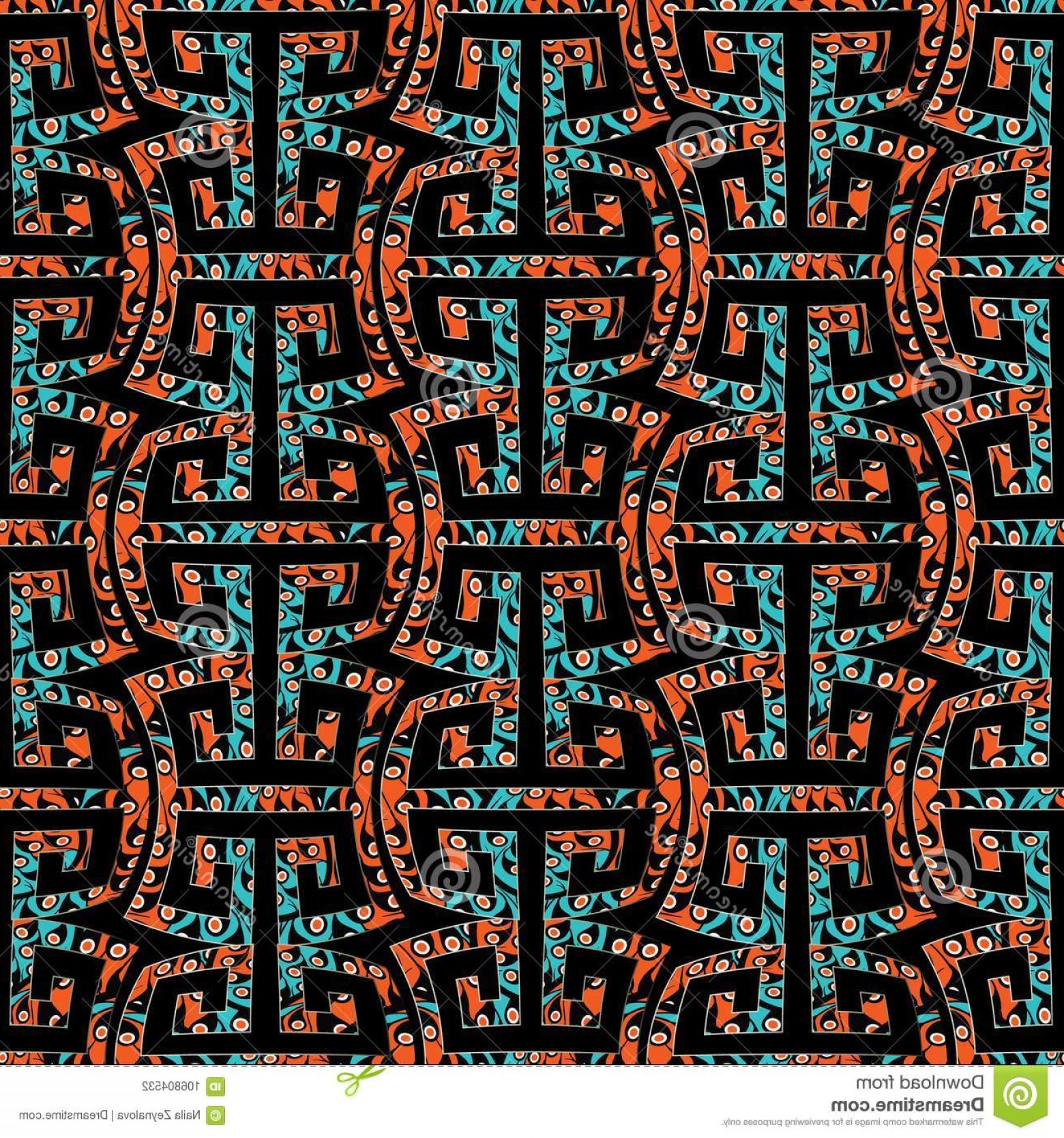 1560x1668 Modern Geometric Meander Seamless Pattern Colorful Vector Abstract