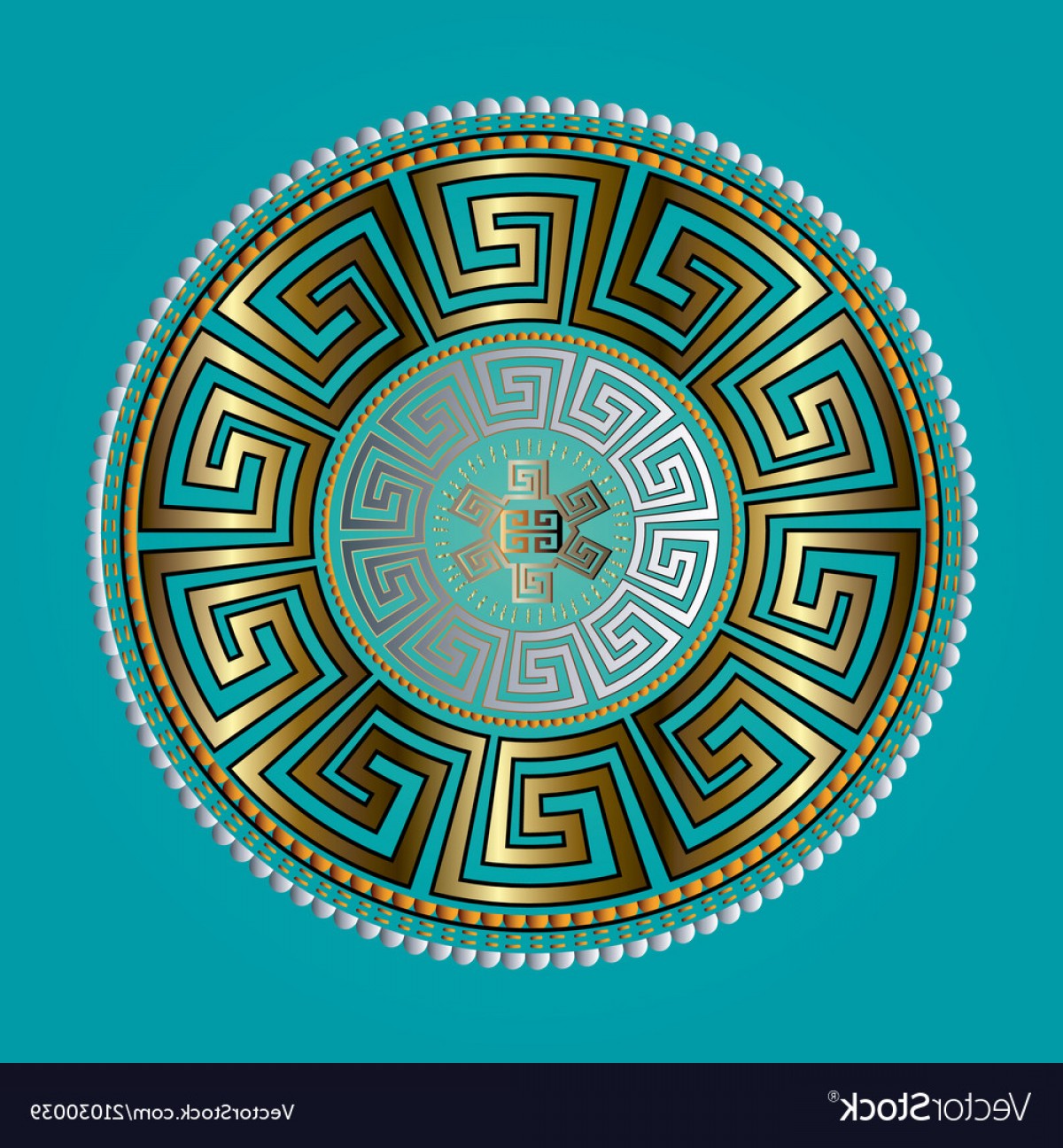 1200x1296 Ancient Round Ornament Gold Meander Vector Handandbeak
