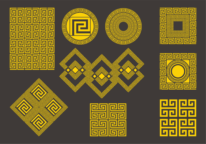 700x490 Decorative Gold Greek Symbols Set