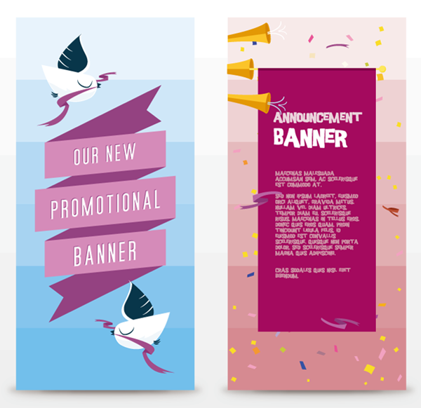 Creative Cartoon Origami Ribbons Vertical Banner Vector Material 600x582 Creative Cartoon Origami Ribbons Vertical Banner Vector Material