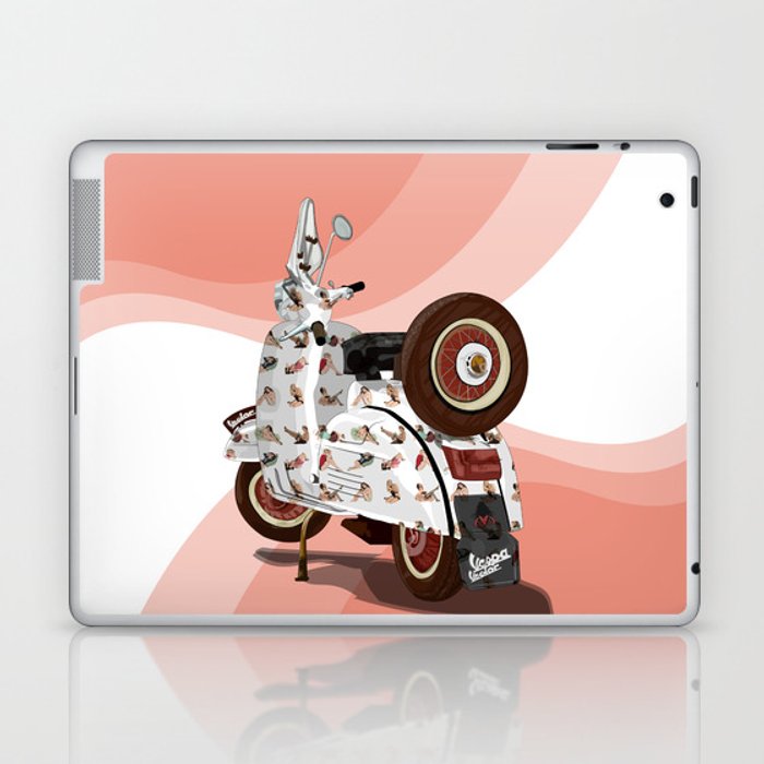 700x700 Vespa Vector Pinup Laptop Ipad Skin