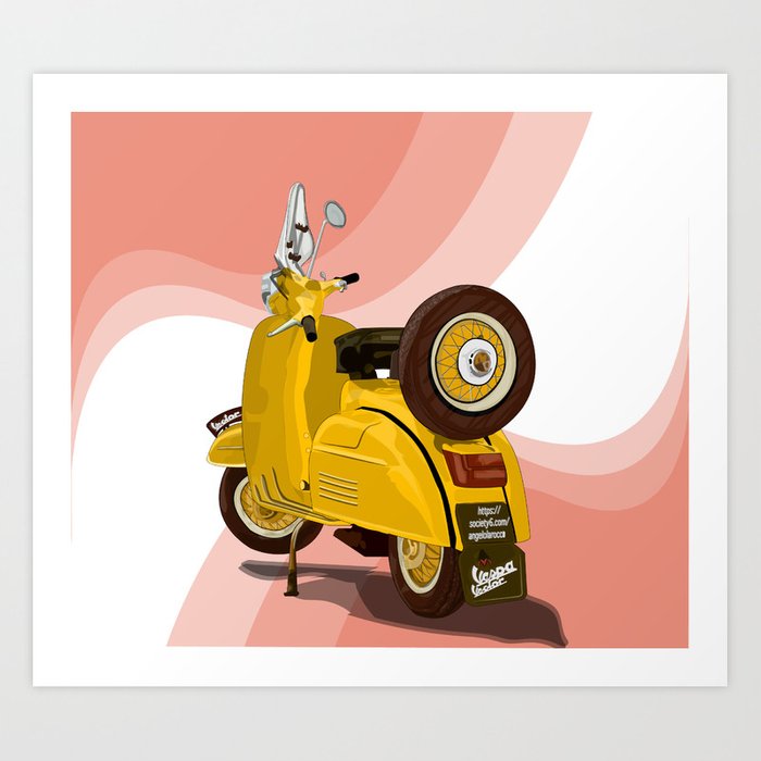 700x700 Vespa Vector Yellow Art Print