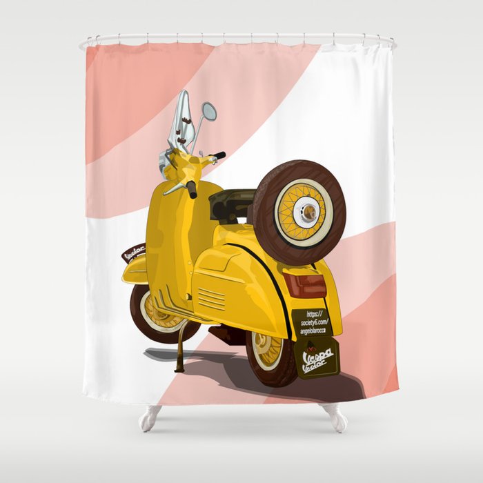 700x700 Vespa Vector Yellow Shower Curtain