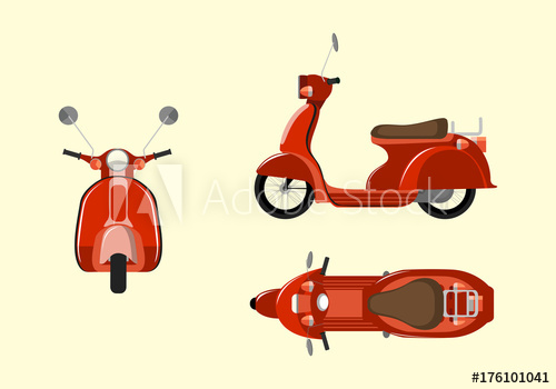 500x350 Red Italian Scooter Vespa Vector Illustration