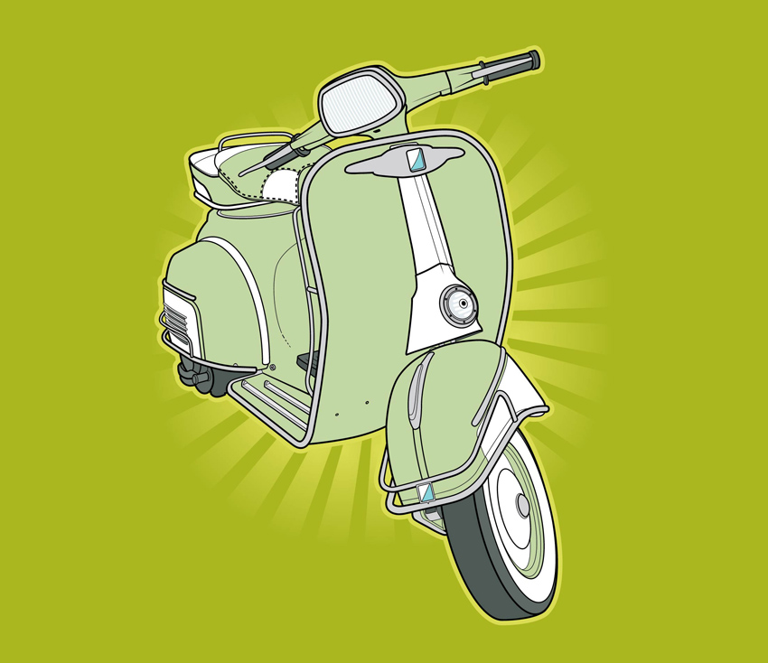 850x734 Retro Vespa Vector Art Graphics