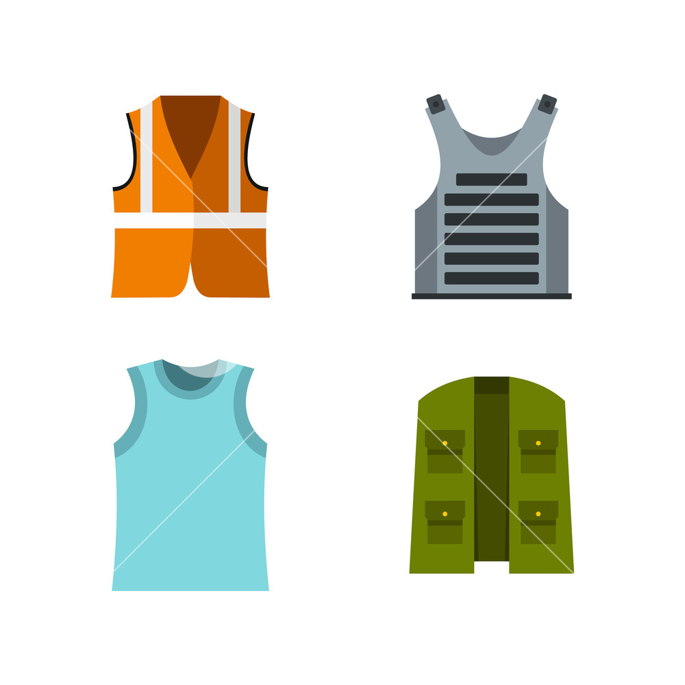 1000x1000 Vest Icon Set Flat Set Of Vest Vector Icons For Web Design