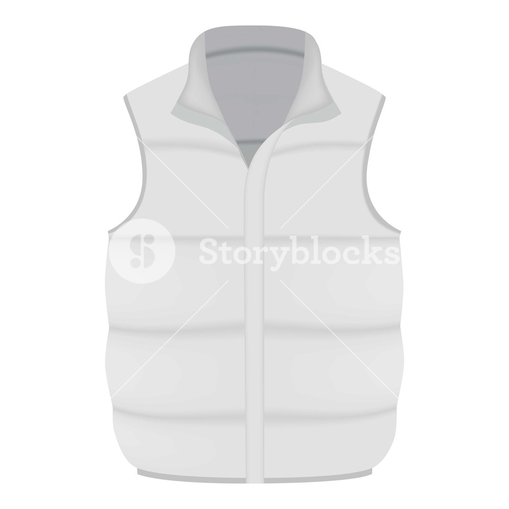 1000x1000 White Warm Vest Mockup Realistic Illustration Of White Warm Vest