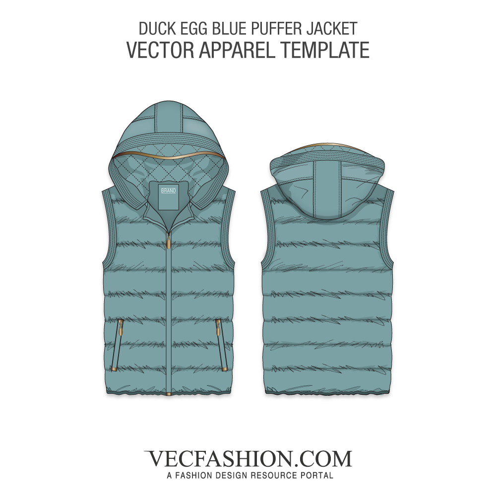 1000x1000 Women Duck Egg Blue Puffer Vest Template