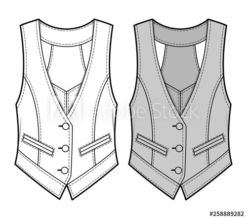 Vest Fashion Flat Sketch Template 500x443 Vest Fashion Flat Sketch Template