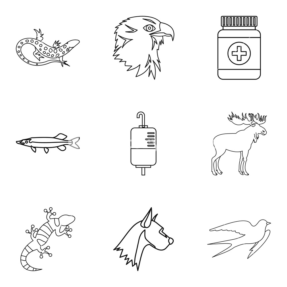 1000x1000 Professional Vet Icons Set Outline Set Of Professional Vet