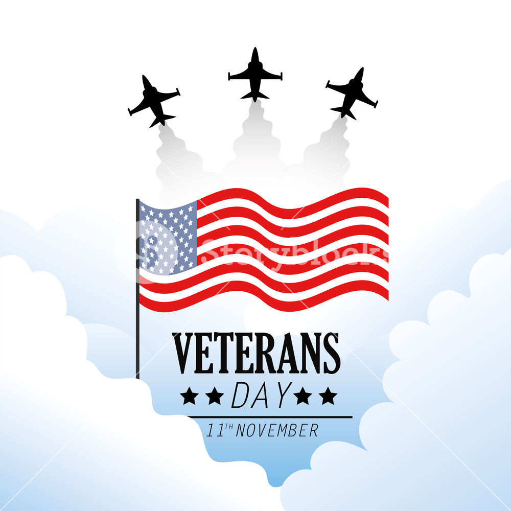 Veterans Day With Flag And Military Airplane Vector Illustration 1000x1000 Veterans Day With Flag And Military Airplane Vector Illustration