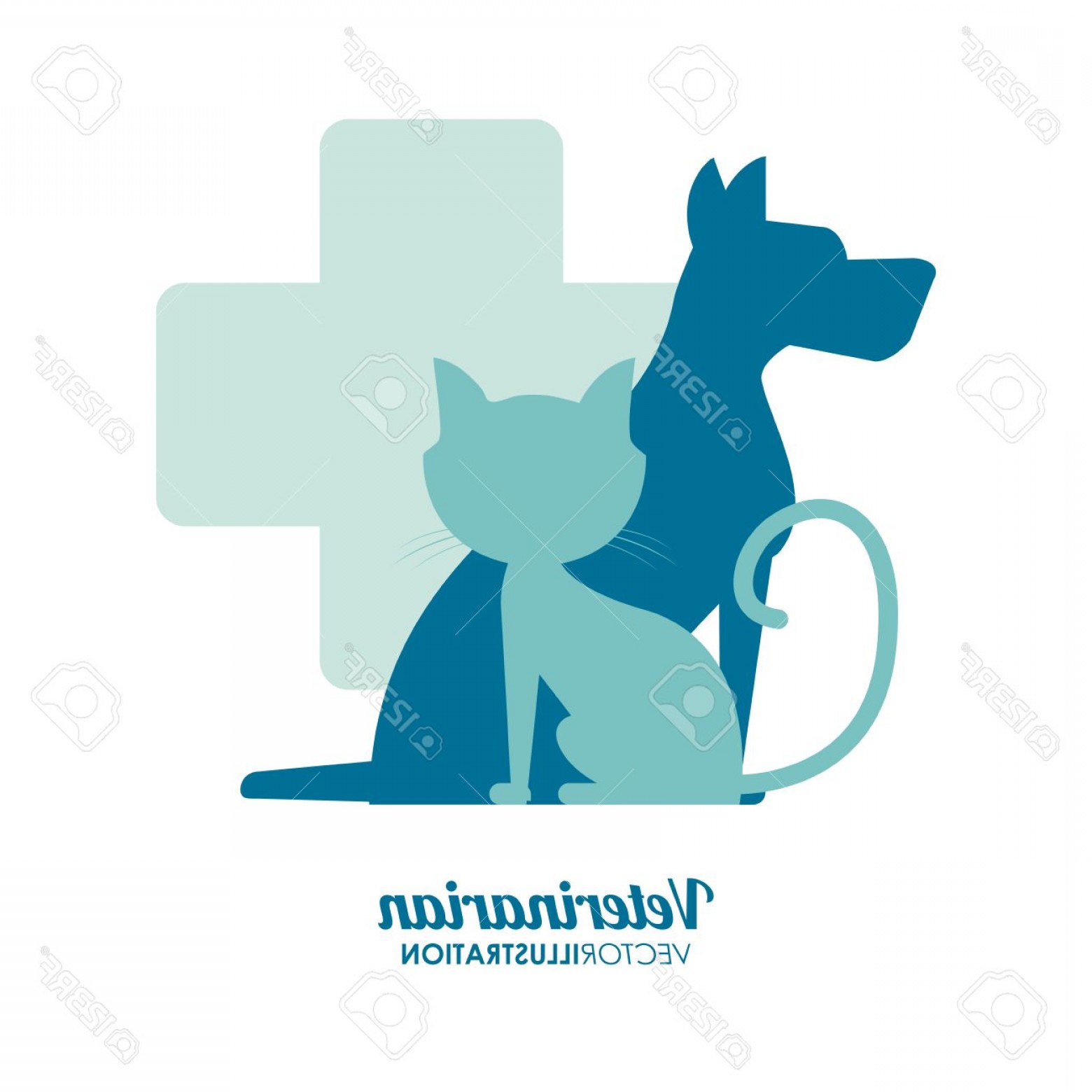 1560x1560 Photostock Vector Cat Dog Silhouette Veterinarian Pet Clinic Icon