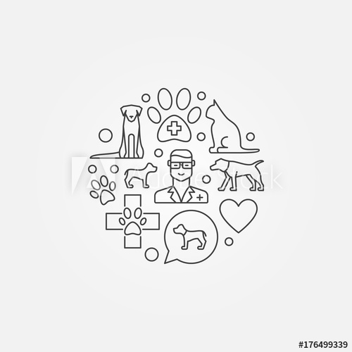 500x500 Veterinary Clinic Round Symbol Vector Animal Hospital Concept