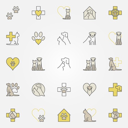 450x450 Veterinary Medicine Colored Icons Vector Cat And Dog Vet Symbols