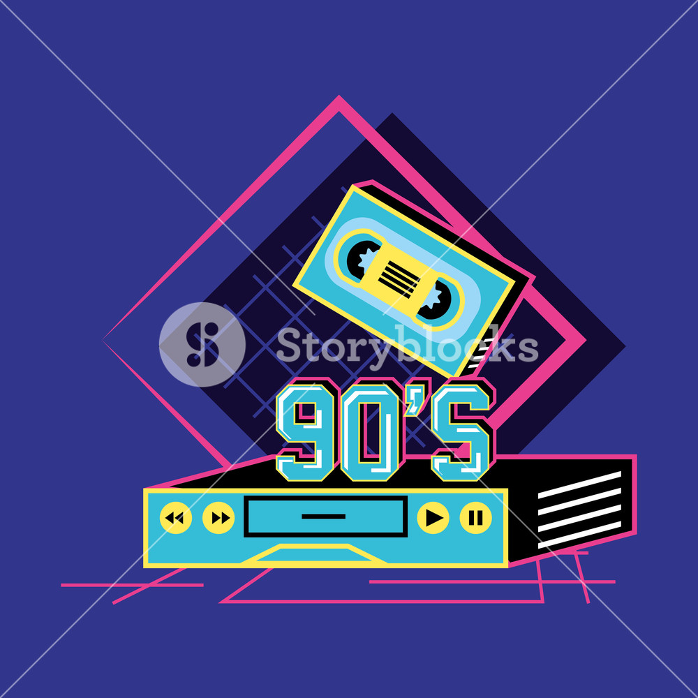 Vhs And Cassette Of Nineties Retro Vector Illustration Design 1000x1000 Vhs And Cassette Of Nineties Retro Vector Illustration Design
