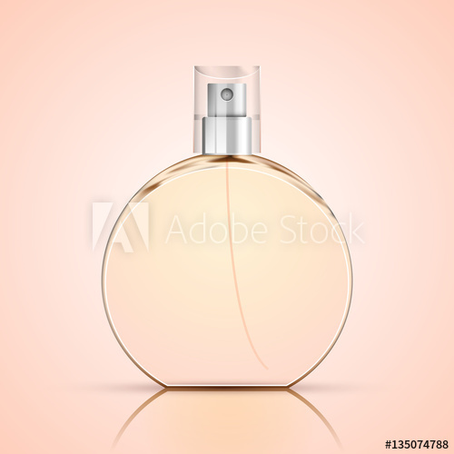 500x500 Realistic Perfume Bottle On Light Background, Glass Vial, Vector