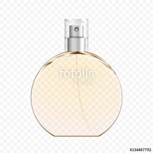 500x500 Realistic Transparent Perfume Bottle, Glass Vial, Vector
