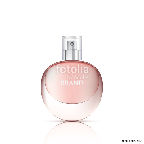 500x500 Realistic Perfume Bottle On White Background, Glass Vial, Vector