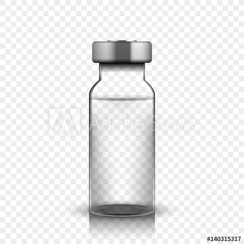 500x500 Transparent Glass Medical Vial, Vector Illustration On Simple