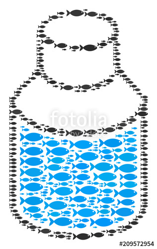316x500 Vial Vector Collage Built Of Randomized Fish Items In Variable