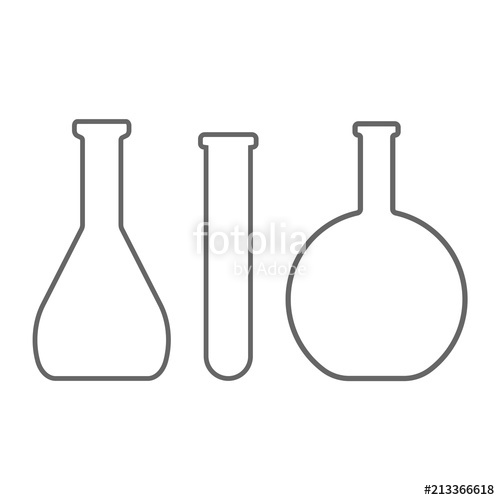 500x500 Chemical Flask, Test Tube And Vial Outline Vector Icon Set