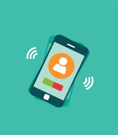 387x444 Mobile Phone Ringing Vector Illustration With Signal Waves