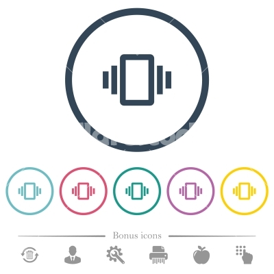 400x400 Smartphone Vibration Flat Color Icons In Round Outlines