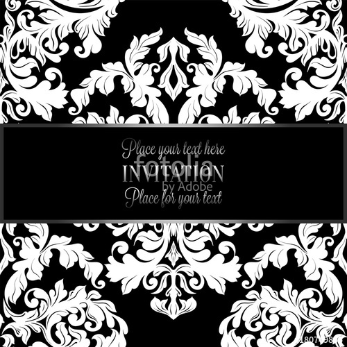 500x500 Baroque Background With Antique, Luxury Black And White Vintage