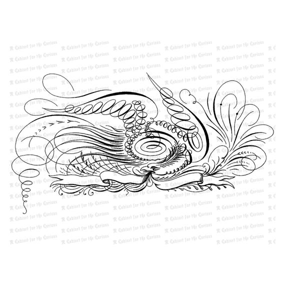 570x570 Digital Vintage Bird Blank Banner Vector Clip Art Etsy