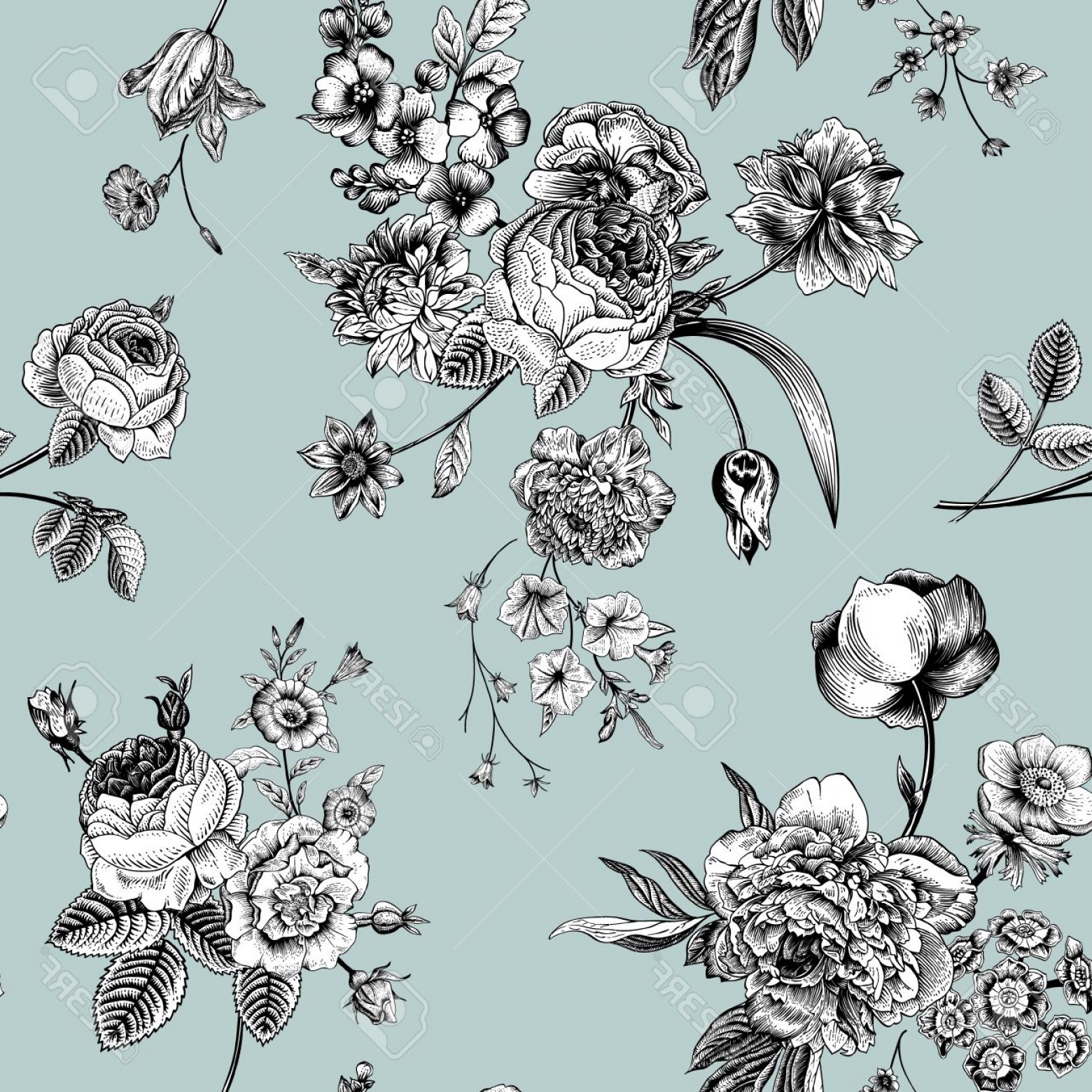 1560x1560 Photostock Vector Seamless Vector Vintage Pattern With Victorian