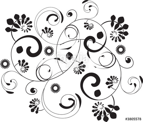 500x427 Victorian Floral Spiral Design In Vector Format Stock Image