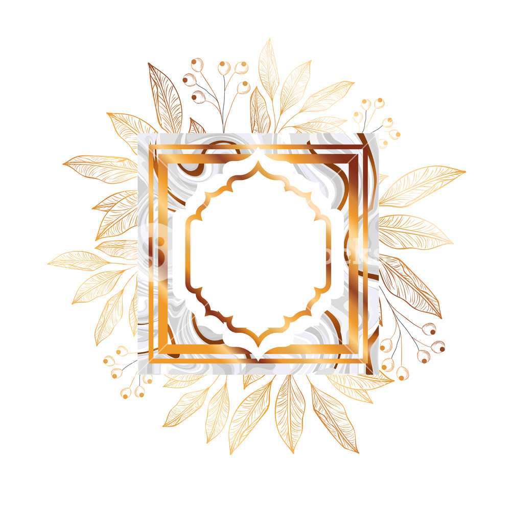 1000x1000 Victorian Golden With Frame And Flowers Vector Illustration Desing